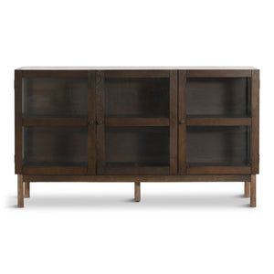 Havana ek glasskänk/skåp i rökt ek med 3 dörrar - 80x40x140 cm