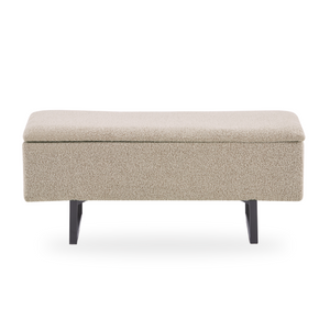 Malika bänk med förvaring i beige bouclé 95x35x42 cm