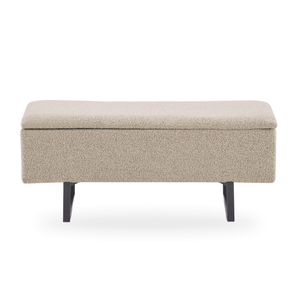 Malika bänk med förvaring i beige bouclé 95x35x42 cm