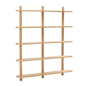 Juliet vägghylla i ek med 5 hyllplan H:140 x D:22 x B:130 cm