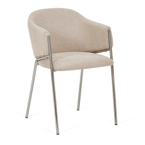 Carolina matstol i beige bouclé med chrome ben