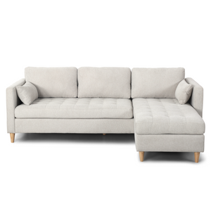 Lulu - Vändbar schäslongsoffa - Ljus beige - L: 215 x D: 82 x H: 78 cm
