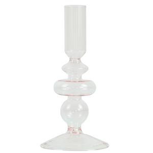 Chicka ljusstake glas rosa 21 cm