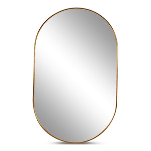 Linda oval spegel med mässing/guldram 50x80 cm