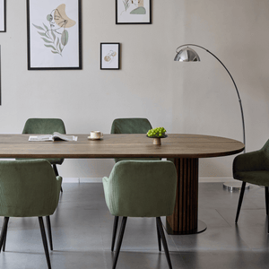 Matteo - Plankbord handgjort snickeribord med lamellunderrede i rökt massiv ek 300x120x77 cm