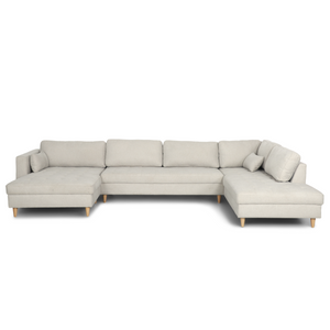Brandy - vänstervänd U-soffa i beige med divan - L: 360 x D: 211 x H: 78 cm