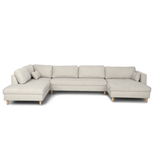 Brandy - högerändad U-soffa i beige med divan - L: 360 x D: 211 x H: 78 cm