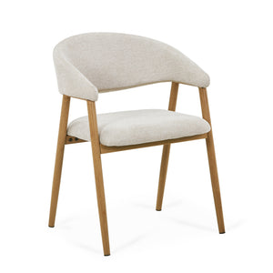 Ebba matstol - Beige textil med ben i eklook