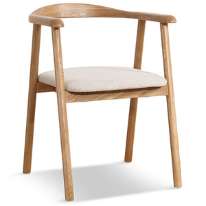 Jocelyn matstol i ek med beige tygsäte