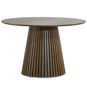Lewis - Runt matbord med ribbor i rökt ekfanér Ø120 cm