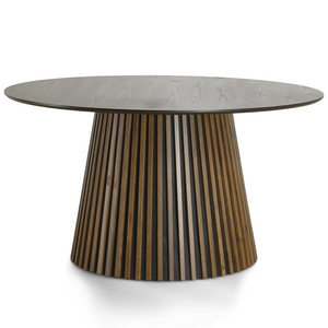 Lewis - Rund lamellmatta i rökfärgat ekfanér Ø140