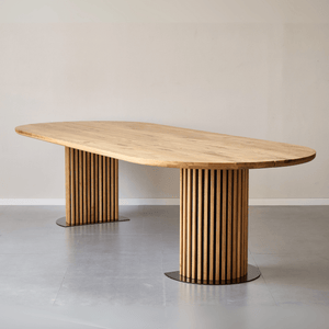 Matteo - Plankbord handgjort snickeribord med lamellunderrede i oljad/naturell massiv ek 300x120x77 cm