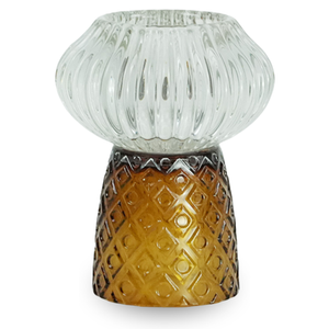 Nori glas ljusstake/Värmeljushållare amber/grå 13,5 cm