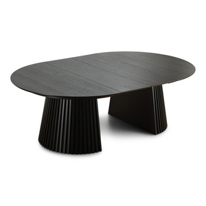 Lewis - Rundt lamellbord i svart ekfaner med utdrag 150/190/230 cm - 2 tilläggsskivor ingår.