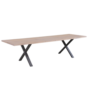 Susan plankbord - 300x95 cm - i vitoljad ek med kryssben - (Förberett för tilläggsskivor)