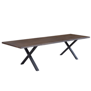 Susan plankbord - 300x95 cm - i rökt ek med kryssben - (Förberett för tilläggsskivor)