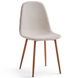 Anna matstol - beige textil med ek-look