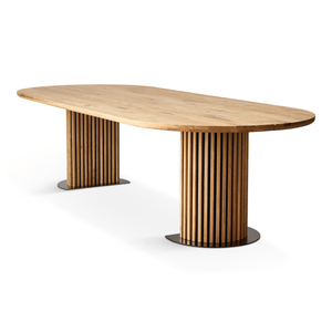 Matteo - Plankbord handgjort snickeribord med lamellunderrede i oljad/naturell massiv ek 300x120x77 cm