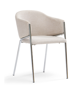 Carolina matstol i beige bouclé med chrome ben