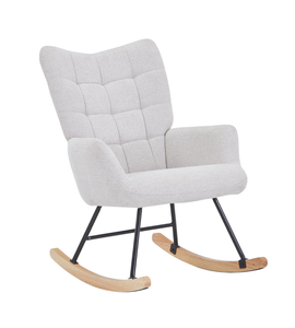Robert gungstol med armstöd – beige tyg med ek