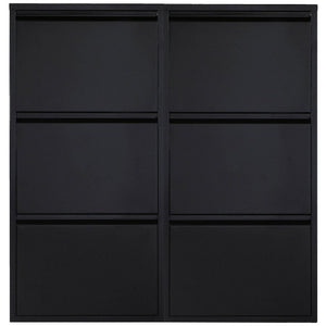 Louis skoskåp - Svart metall med 6 fack