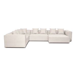Hailey - U-modulsoffa i beige med 4 moduler - Högervänd schäslong L: 368 X D: 247 X H: 65 cm