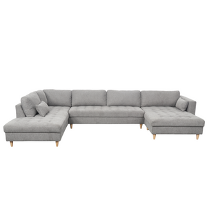 Brandy - högerändad U-soffa i grått med divan - L: 360 x D: 211 x H: 78 cm