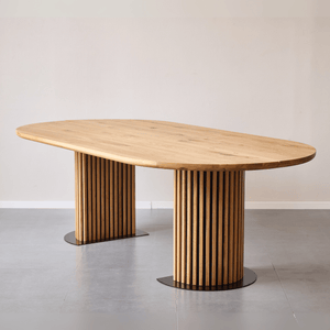 Matteo - Plankbord handgjort snickeribord med lamellunderrede i oljad/naturell massiv ek 240x120x77 cm