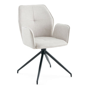 Minna - Matstol i beige textil med 360-graders snurrfunktion