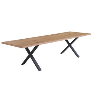 Susan plankbord - 300x95 cm - i oljad ek med kryssben - (Förberett för tilläggsskivor)