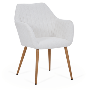 Vanessa matstol med armstöd - vit bouclé och eklook