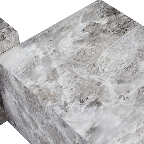 Adele - Set med soffbord i grå marmorlook