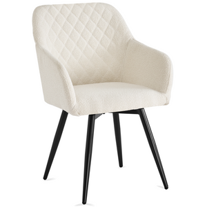 Carlo - Matstol i vit bouclé med armstöd