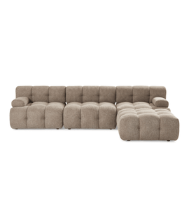 Lilie - modulsoffa i sandfärg med 3 moduler och höger- eller vänstervänd schäslong - L: 285 x D: 190 x H: 64 cm