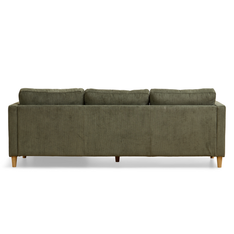 Ellis - Höger- och vänster-vändbar schäslongsoffa i grönt sammet - L: 215 x D: 82 x H: 78 cm