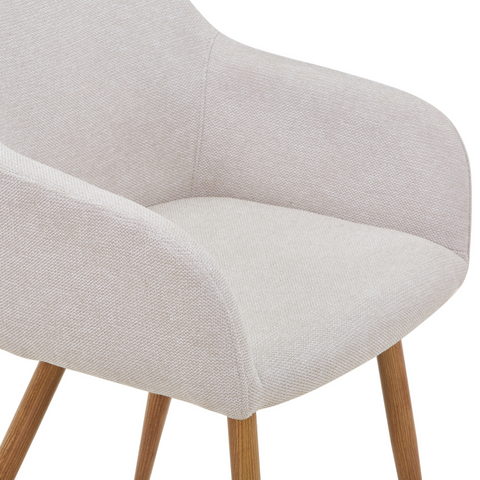 Jenna matstol - beige textil med eklook