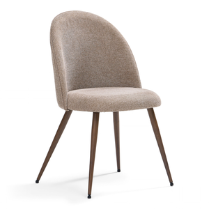 Annika matstol - sandfärgad textil med rökt eklook