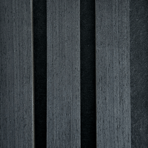 Provbit av akustikpanel i premiumkvalitet i svart ekfanér, 150 x 120 mm