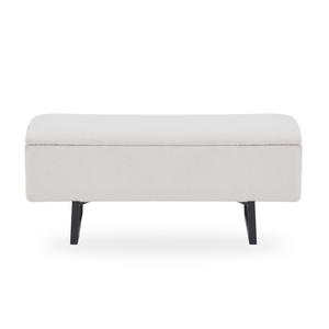Malika bänk med förvaring i vit bouclé 95x35x42 cm