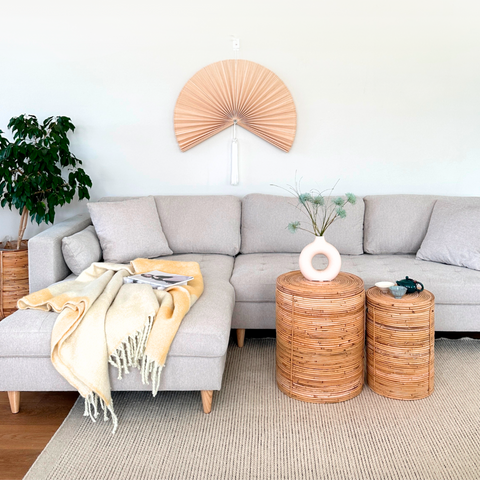Brandy - Höger- och vänstervänd vändbar schäslong soffa i beige  - L: 290 x D: 96 x H: 80 cm