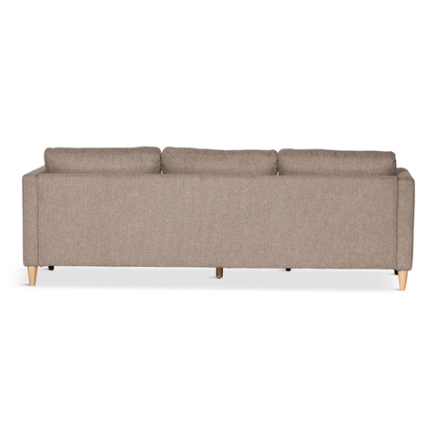 Lulu - Höger- och vänstervänd vändbar schäslongsoffa i sand - L: 215 x D: 82 x H: 78 cm