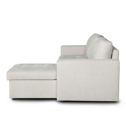 Sinus - Vändbar, bäddsoffa med schäslong och förvaring i beige