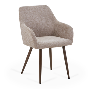 Jenna matstol - sandfärgad textil med rökt ek-look