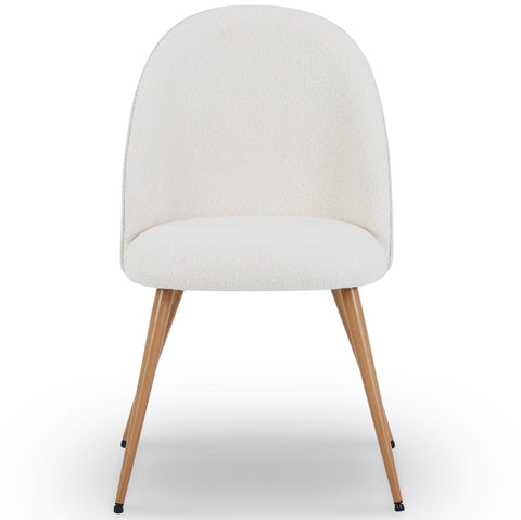 Annika matstol – Vit bouclétyg med ben i eklook