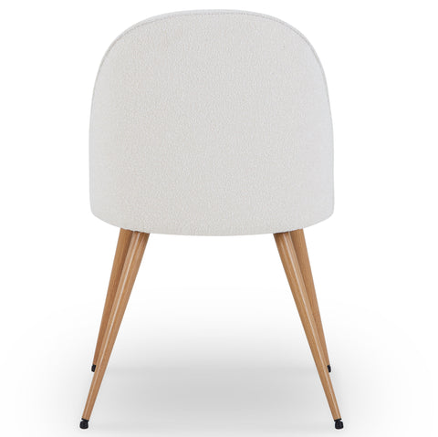 Annika matstol – Vit bouclétyg med ben i eklook