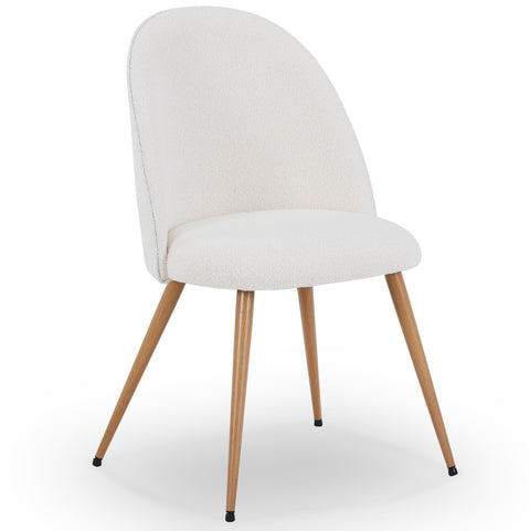 Annika matstol – Vit bouclétyg med ben i eklook