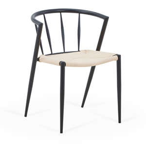 Bella - Matstol/köksstolar i svart med naturväv