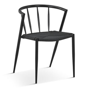 Bella - Matstol i svart med flätad sits