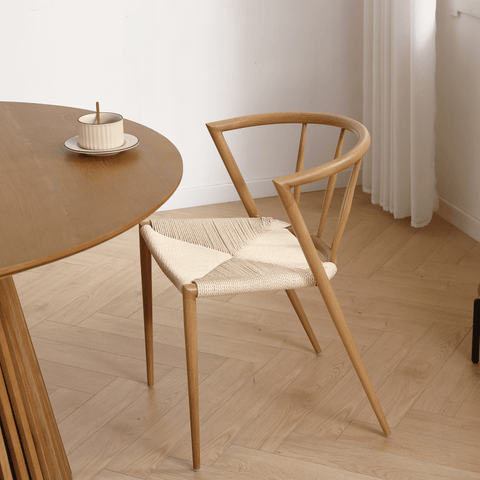 Bella - Matstol/köksstolar i eklook med naturväv