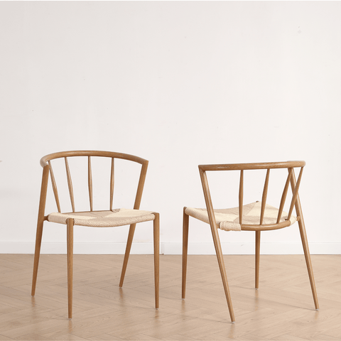 Bella - Matstol/köksstolar i eklook med naturväv